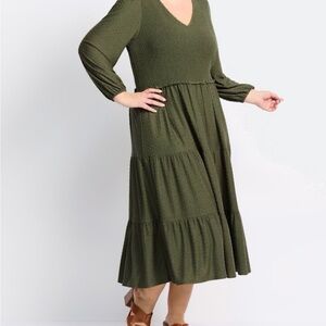 Daniel Rainn Forest Green Long Sleeve Dress